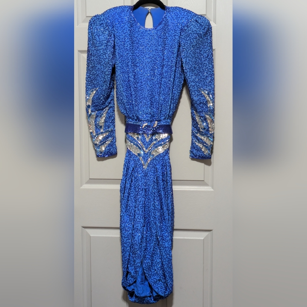 Vintage 80s Stephen Yearich Sequin and Beaded Dress Size S/M